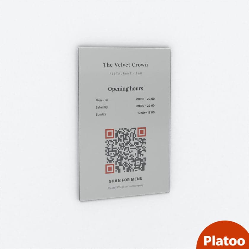Opening hours door sign with QR