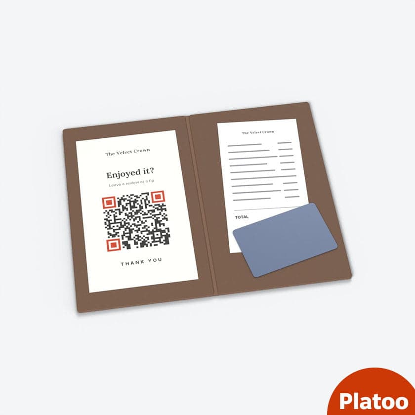 Bill folder with tip & review QR