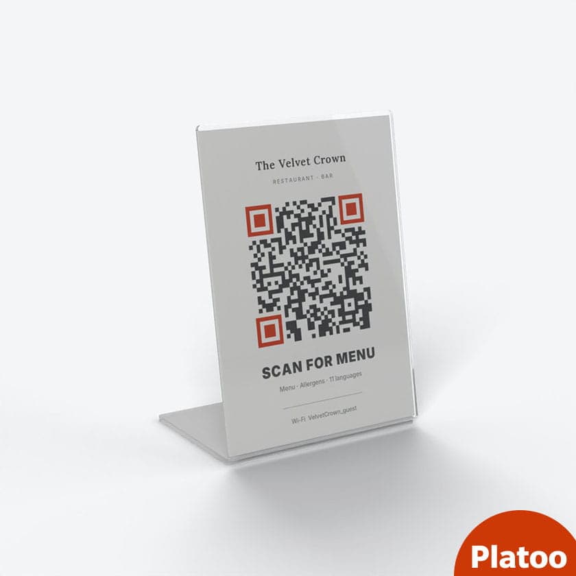 Acrylic QR code table stand, L-shape