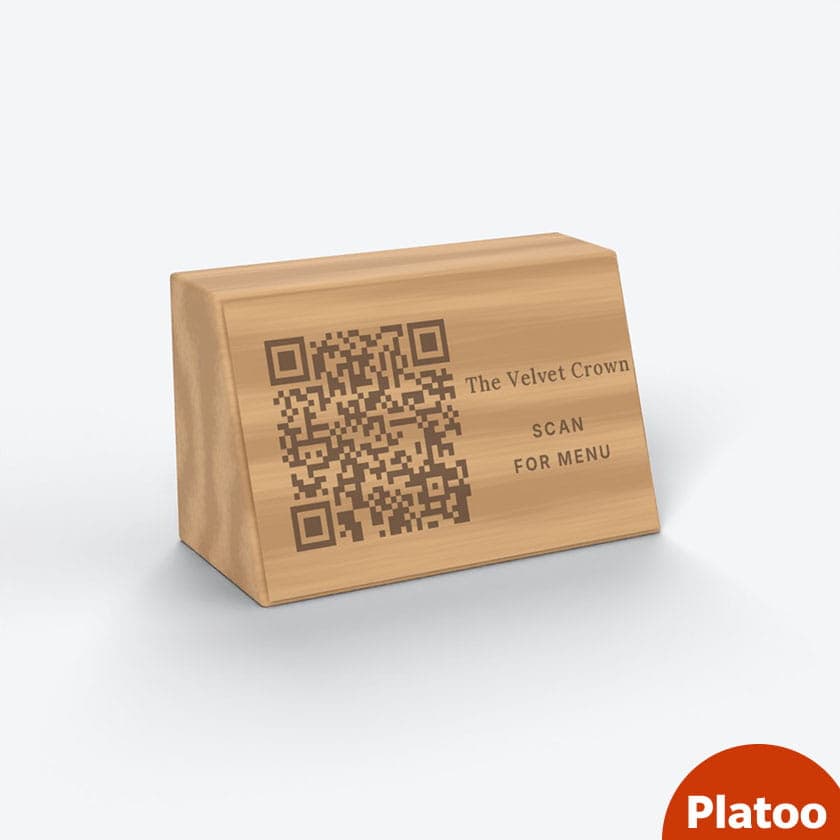 Wooden QR code block, laser-engraved