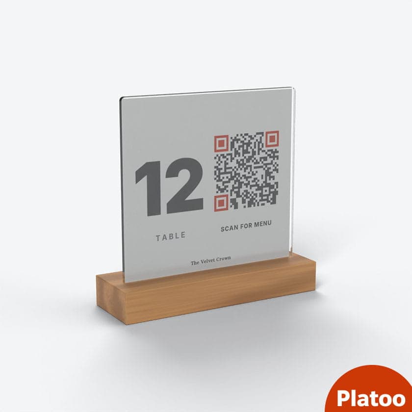 Table number stand with menu QR
