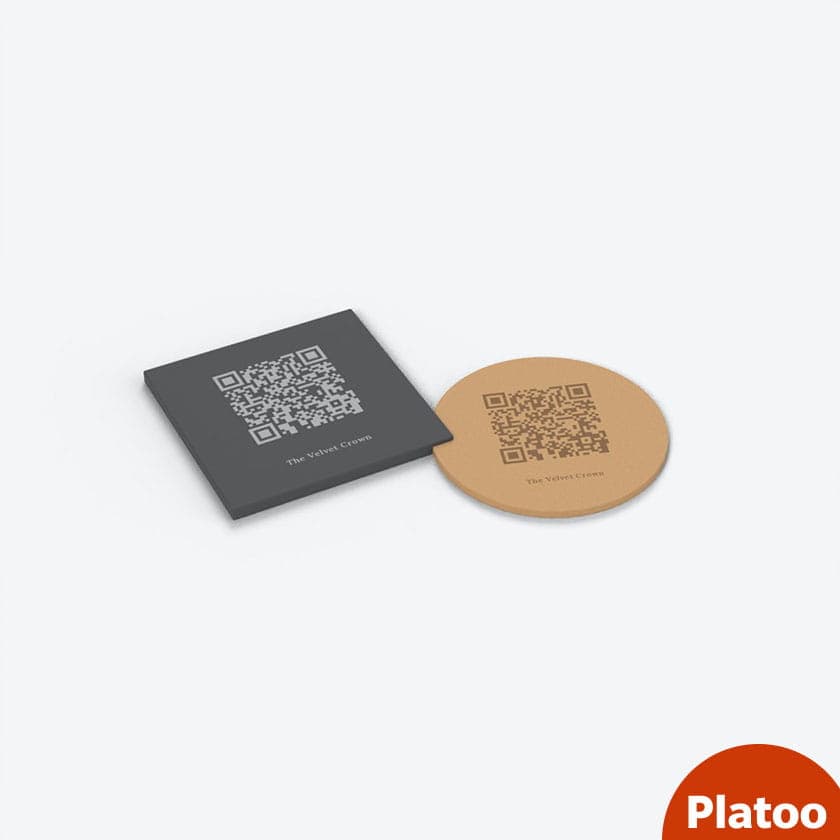 Engraved QR coasters: cork & slate