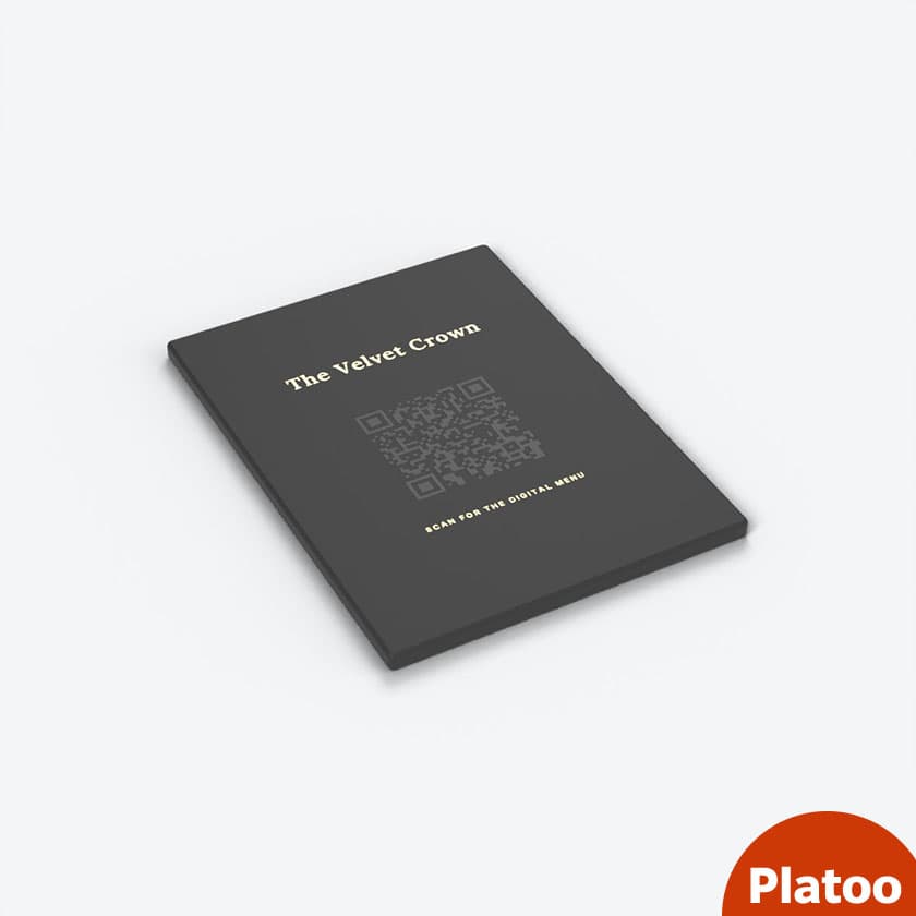 Menu cover with embossed QR code