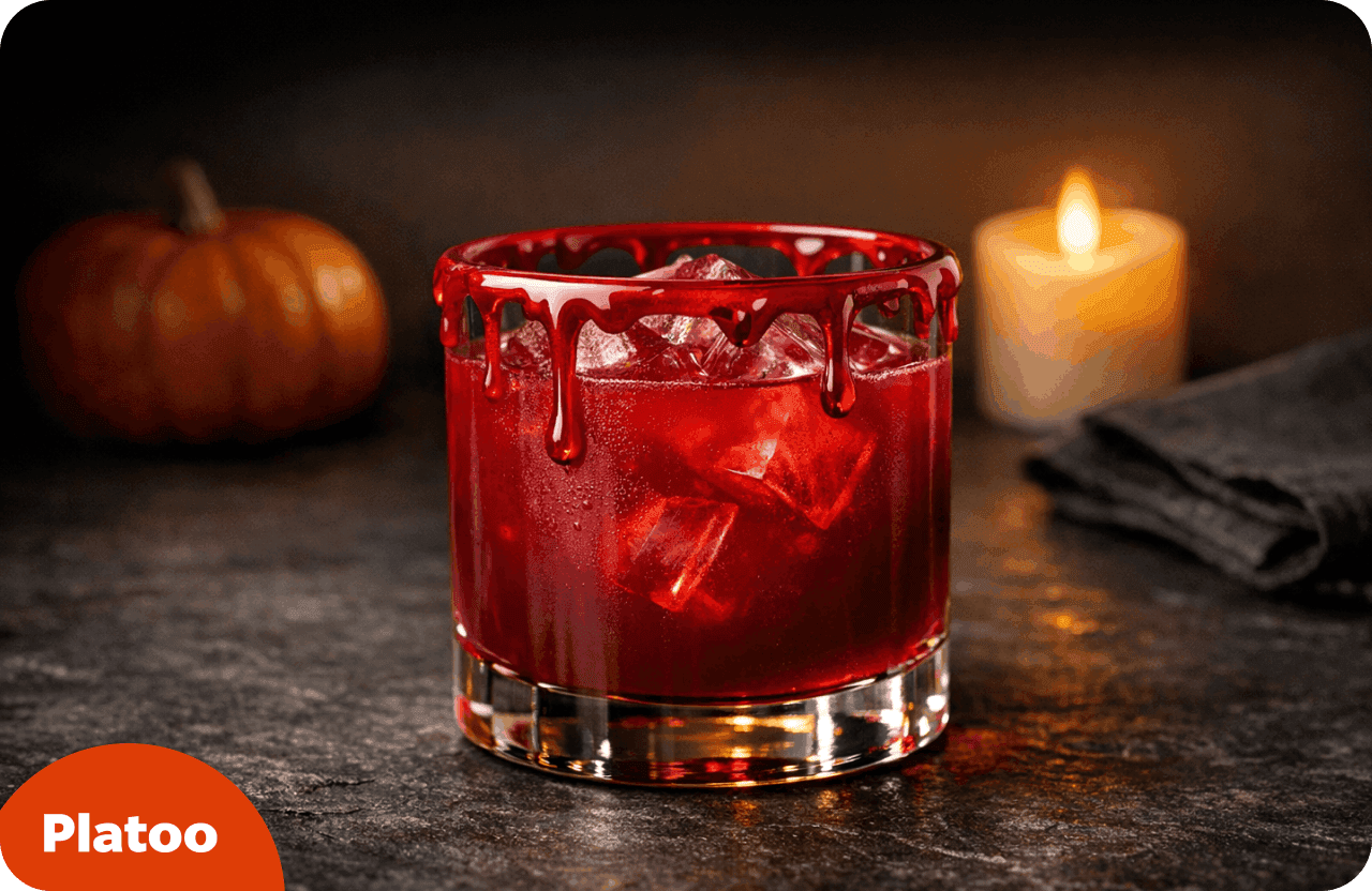Punch rouge à l’orange sanguine avec des coulures de glaçage sur le bord du verre
